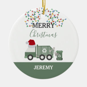 Weihnachtsmüllwagen zum Recycling individuell anpa Keramik Ornament