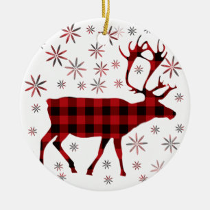 Weihnachtsmuschel, Hirsche, Elch, Karibu, rote Pfl Keramik Ornament