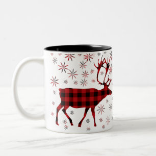 Weihnachtsmuschel, Hirsche, Elch, Karibu, rote Pfl Zweifarbige Tasse
