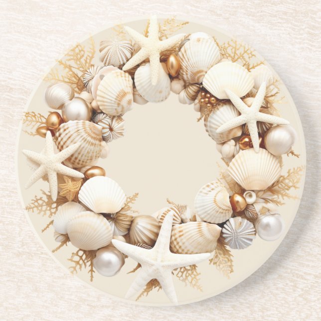 Weihnachtsmuscheln Perlen Meeresalgen Getränkeuntersetzer (Vorne)