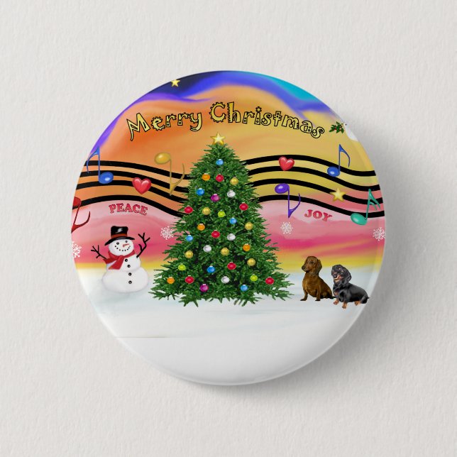Weihnachtsmusik 2 - Dackeln (zwei) Button (Vorderseite)