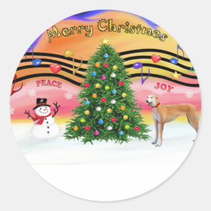 Weihnachtsmusik 2 - Greyhound - rot Runder Aufkleber
