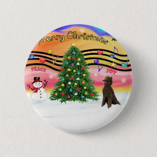 Weihnachtsmusik 2 - Pudel (Chokoladenbrauner Großp Button