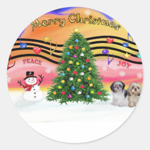 Weihnachtsmusik 2 - Shih Tzu (Paar 2) Runder Aufkleber
