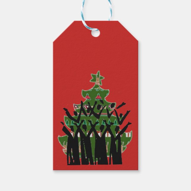 Weihnachtsmusik Carol Singers Gospel Choir Red Geschenkanhänger (Vorderseite)