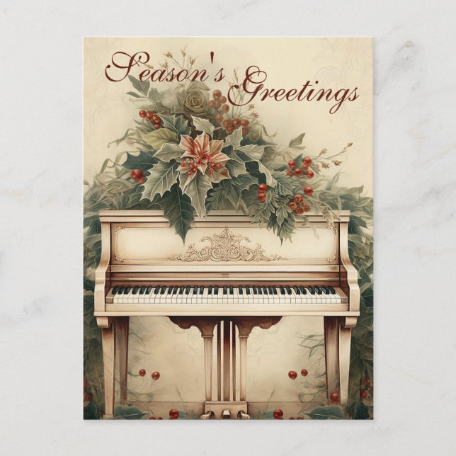 Weihnachtsmusik Grand Piano Grüne Feiertagspostkarte (Vorderseite)