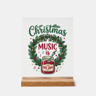 Weihnachtsmusik ist Marmeladenglas Tannen Kranz Ko Acrylschild