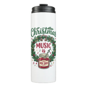 Weihnachtsmusik ist Marmeladenglas Tannen Kranz Ko Thermosbecher