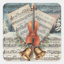 Weihnachtsmusik mit Violine Quadratischer Aufkleber