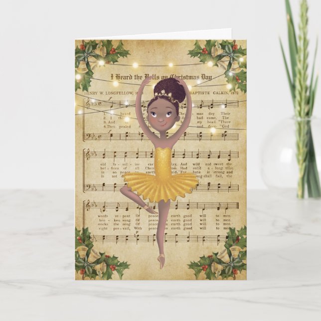 Weihnachtsmusik und Ballerina Feiertagskarte (Vorderseite)