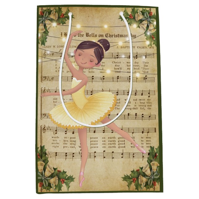 Weihnachtsmusik und Ballerina Mittlere Geschenktüte (Vorderseite)