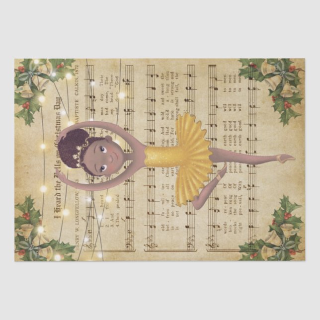 Weihnachtsmusik und Ballerina Seidenpapier (Vorderseite)