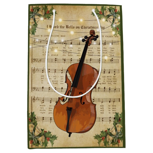 Weihnachtsmusik und Cello Mittlere Geschenktüte (Vorderseite)