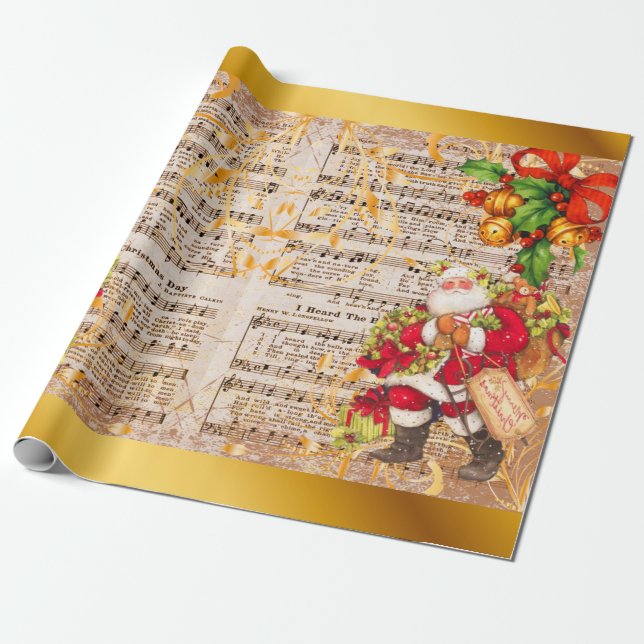 Weihnachtsmusik und Weihnachtsmusik Geschenkpapier (Ungerollt)