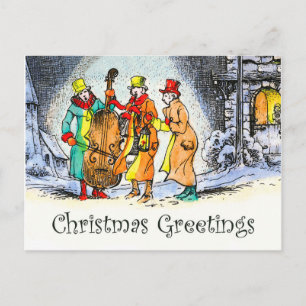 Weihnachtsmusikband spielt auf der Straße Postkarte