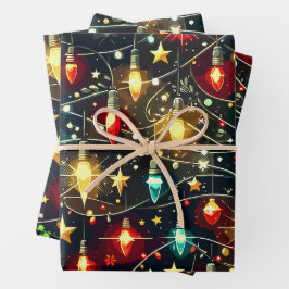 Weihnachtsmuster 4 Flachblatt Set von 3 Geschenkpapier Set