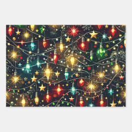 Weihnachtsmuster 4 Flachblatt Set von 3 Geschenkpapier Set