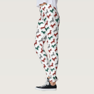 Weihnachtsmuster auf der Roten Flanell - Dackel Leggings