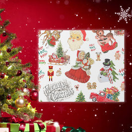 Weihnachtsmuster auf Weiß | Geschenkpapier