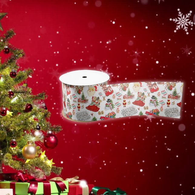 Weihnachtsmuster auf Weiß | Satinband (Von Creator hochgeladen)