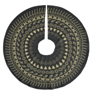 Weihnachtsmuster aus Gold und Schwarz Polyester Weihnachtsbaumdecke