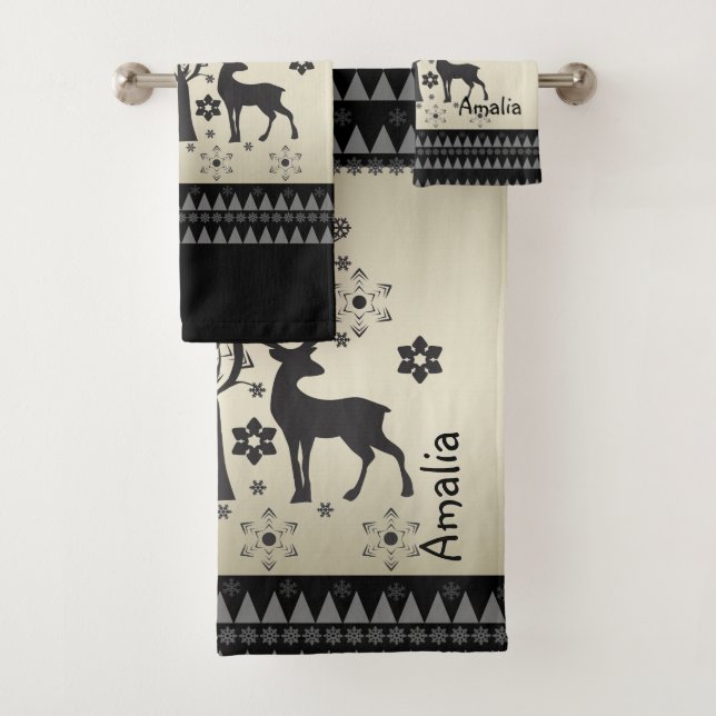 Weihnachtsmuster Badhandtuch Set (Insitu)