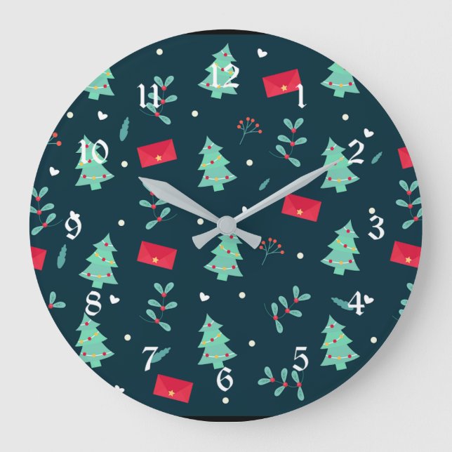 Weihnachtsmuster, Bäume und Heilige, Große Wanduhr (Vorderseite)