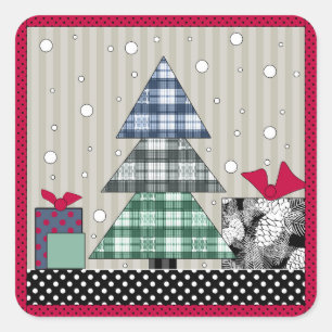 Weihnachtsmuster, Bekleidung, Neues Jahr, Weihnach Quadratischer Aufkleber
