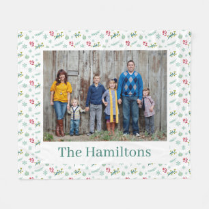 Weihnachtsmuster Benutzerdefiniertes Familienfoto Fleecedecke