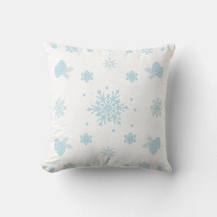 Weihnachtsmuster Blaue Schneeflocken Kissen