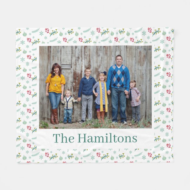 Weihnachtsmuster Custom Family Foto Fleecedecke (Vorderseite (Horizontal))