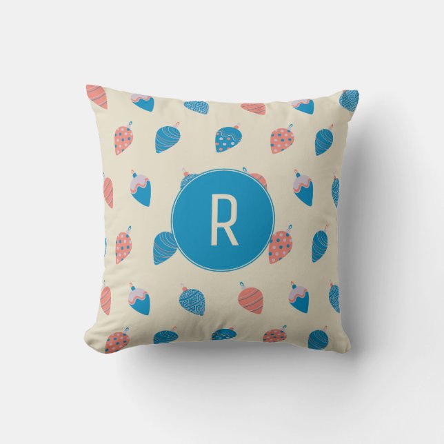 Weihnachtsmuster Custom Monogram Kissen (Vorderseite)