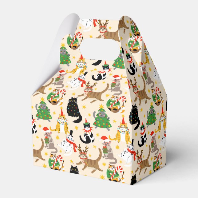 Weihnachtsmuster der Katzen Geschenkschachtel (Vorderseite)