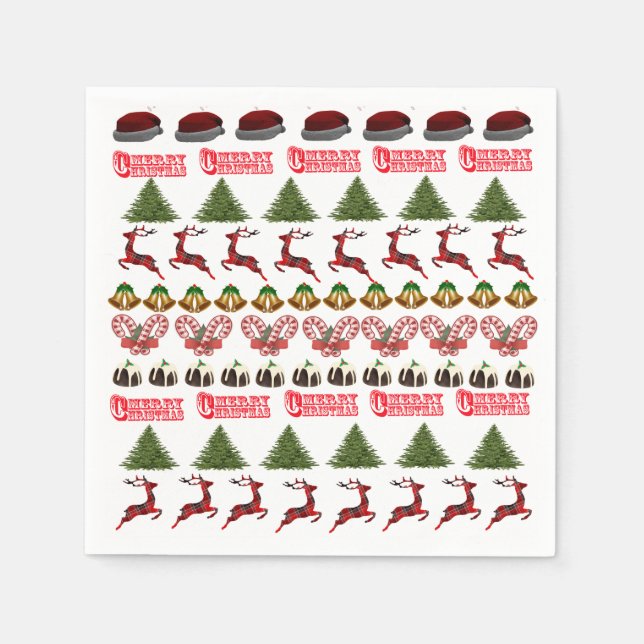 Weihnachtsmuster der Reinhirsche, Serviette (Vorderseite)