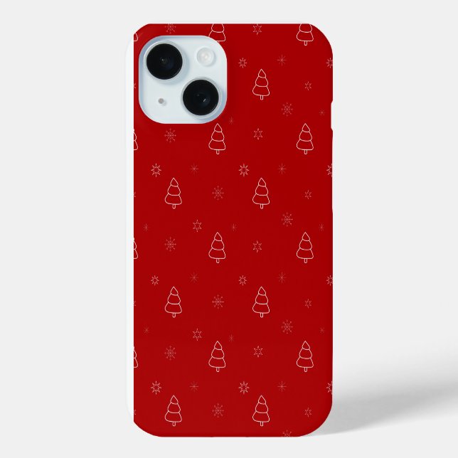 Weihnachtsmuster: Festliche Bäume und Schneeflocke Case-Mate iPhone Hülle (Rückseite)