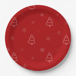 Weihnachtsmuster: Festliche Bäume und Schneeflocke Pappteller
