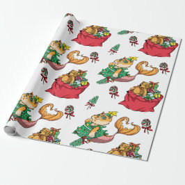 Weihnachtsmuster Funny Mermaid Cat Geschenkpapier