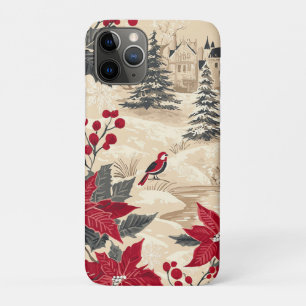 Weihnachtsmuster für Rustikale Vögel und Poinsetti Case-Mate iPhone Hülle