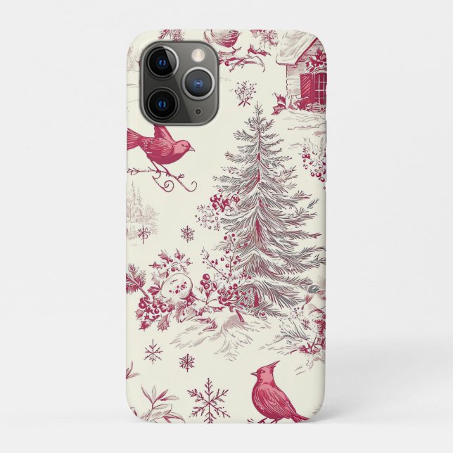 Weihnachtsmuster für Rustikale Vögel und Poinsetti Case-Mate iPhone Hülle (Rückseite)