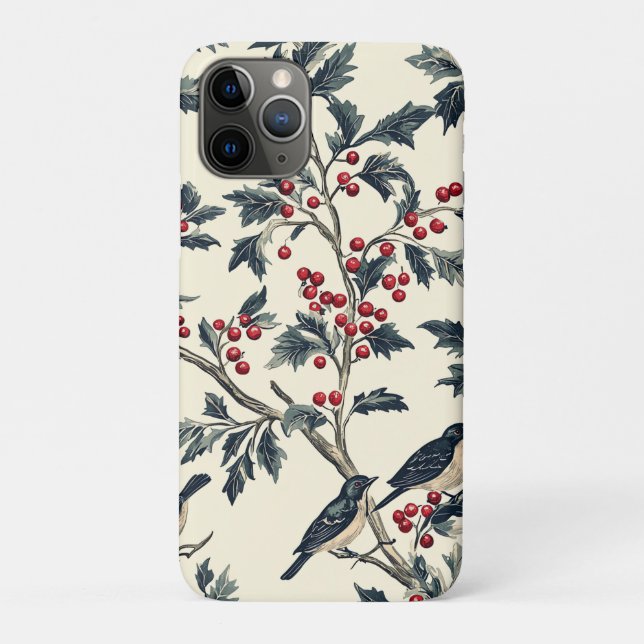 Weihnachtsmuster für Rustikale Vögel und Poinsetti Case-Mate iPhone Hülle (Rückseite)