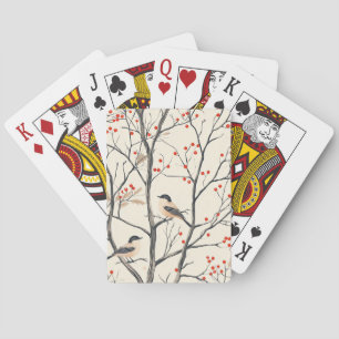 Weihnachtsmuster für Rustikale Vögel und Poinsetti Spielkarten