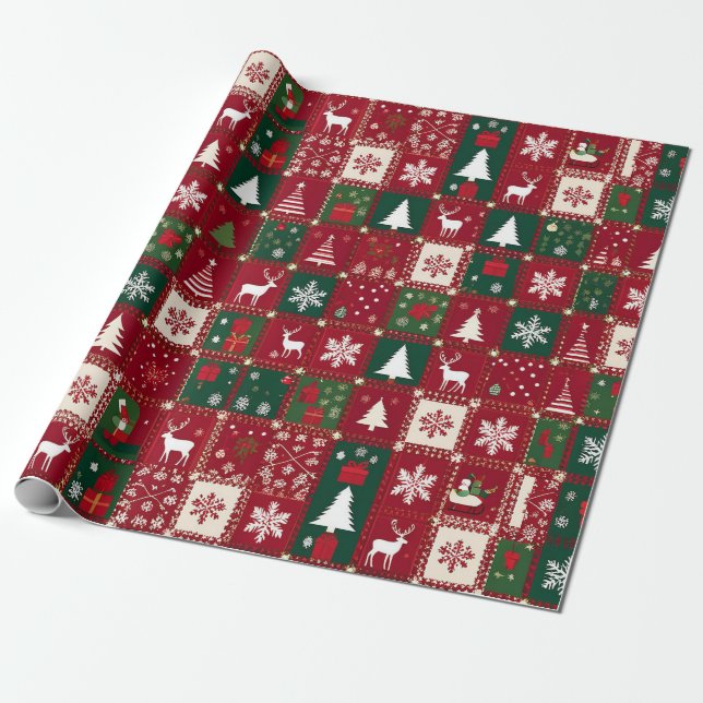 Weihnachtsmuster Geschenkpapier (Ungerollt)
