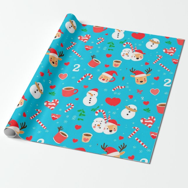 Weihnachtsmuster Geschenkpapier (Ungerollt)