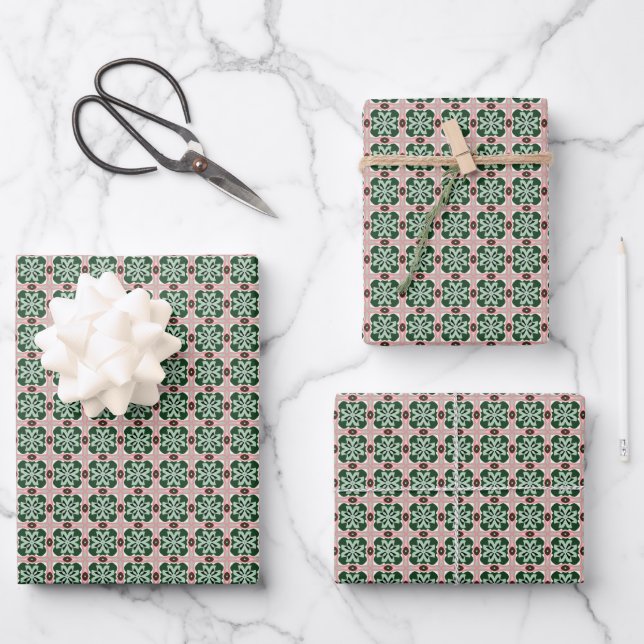 Weihnachtsmuster Geschenkpapier Set (Vorderseite)