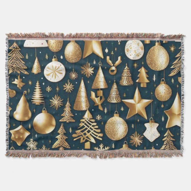 Weihnachtsmuster Gold und schwarze Ornamente Dekor Decke (Vorderseite)