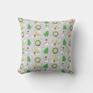Weihnachtsmuster - grauer Hintergrund Kissen