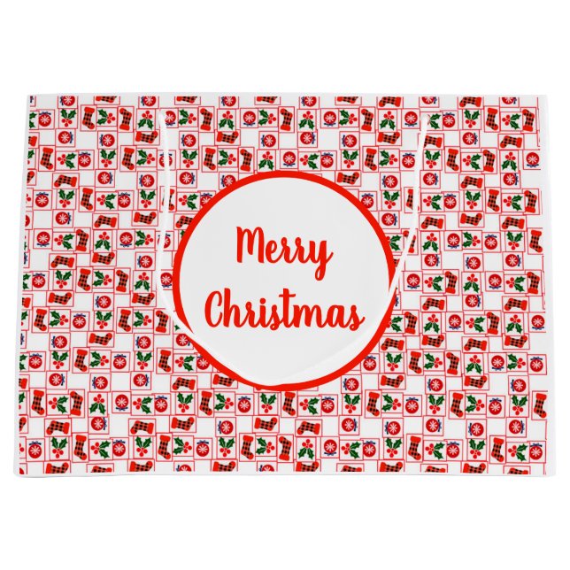 Weihnachtsmuster Große Geschenktüte (Vorderseite)