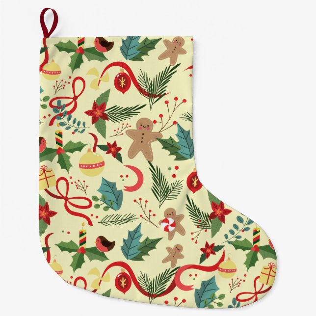 Weihnachtsmuster Großer Weihnachtsstrumpf (Vorderseite)