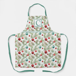 Weihnachtsmuster Grün und Rot - Schürze