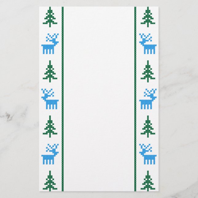 Weihnachtsmuster Hirsche und Baum Briefpapier (Vorderseite)